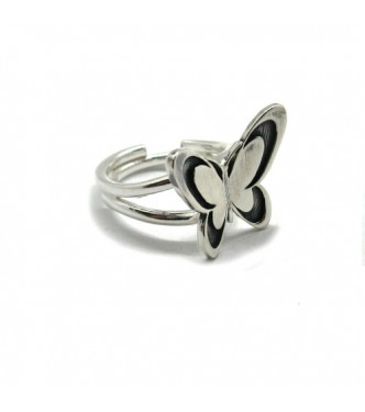 R001876 Stylish Handmade Sterling Silver Ring Solid 925 Adjustable Size Butterfly